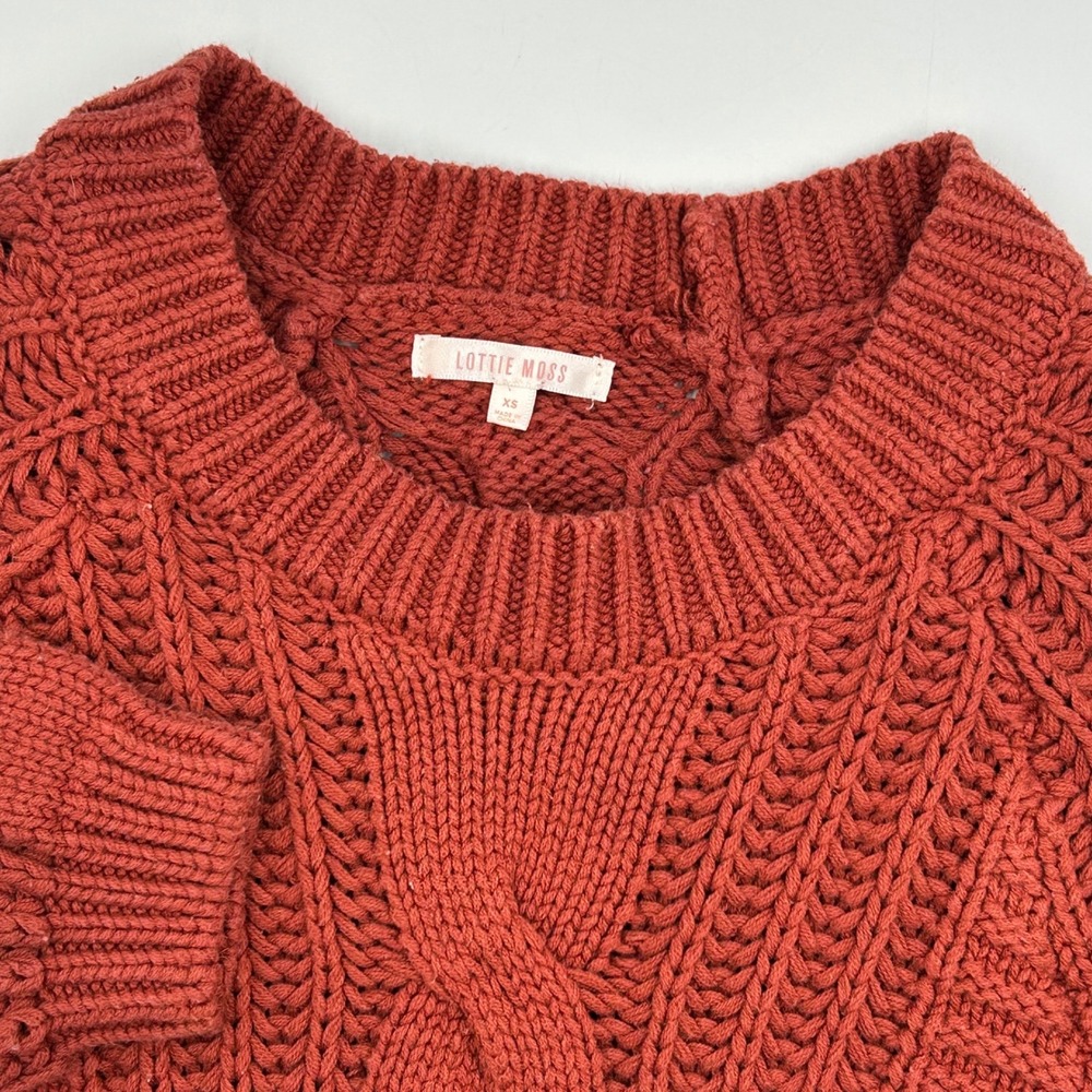 Lottie Moss Pac Sun Cropped Cable Knit Sweater Rust Red‎ XS